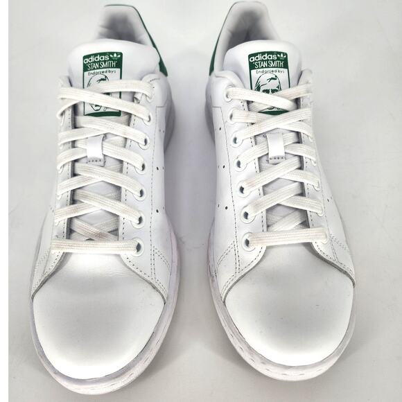 Adidas Stan Smith White Leather Green Heel Tab Sneakers Women’s Size 7 - Picture 3 of 13